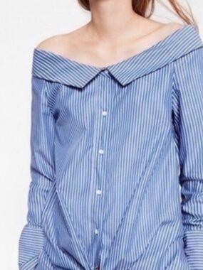 Zara Blue and White Striped Top SZ XS